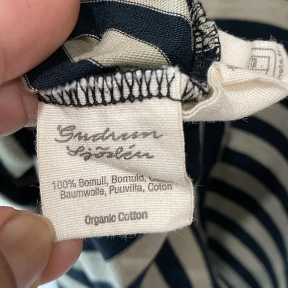 Gudrun Sjoden Essential Classic Black Tan Casual Striped Long Sleeve Shirt Top L - Picture 3 of 4